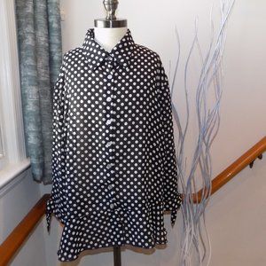 NAOMI Black & White Polka Dot Button Down Blouse Size Medium